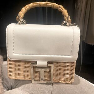 Ted Baker London White and Tan Woven Crossbody Bag Like New used 2 times